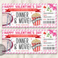 Valentines Day Dinner and Movie Gift Voucher Editable Template
