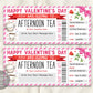 Valentines Day Afternoon Tea Gift Voucher Ticket Editable Template
