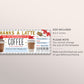 Thanks A Latte Gift Coupon Editable Template, Surprise Coffee Gift Certificate, Cafe Voucher Coffee Shop Lover Gift Card, Any Occasion