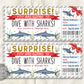 Dive With Sharks Ticket Editable Template