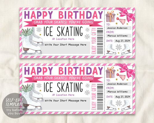Ice Skating Gift Voucher Editable Template