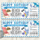 Tropical Beach Vacation Ticket Editable Template