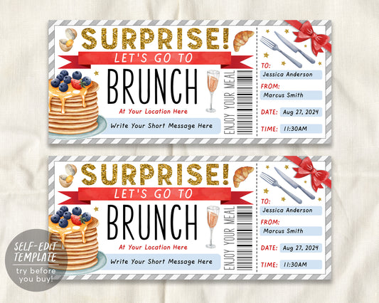 Brunch Coupon Ticket Editable Template