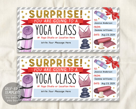 Yoga Classes Ticket Editable Template