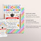 Preschool Graduation Invitation Editable Template, Pre-K Kindergarten Class Graduation Announcement, Watercolor Graduation Ceremony Invite