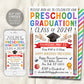 Preschool Graduation Invitation Editable Template, Pre-K Kindergarten Class Graduation Announcement, Watercolor Graduation Ceremony Invite