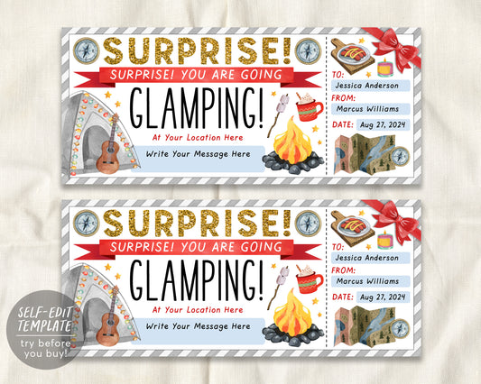Glamping Trip Ticket Editable Template