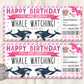 Birthday Whale Watching Trip Ticket Editable Template