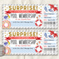 Pool Membership Gift Certificate Ticket Editable Template