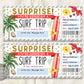 Surf Trip Ticket Gift Voucher Editable Template