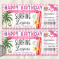 Birthday Surfing Lessons Gift Voucher Certificate Editable Template