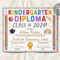 Kindergarten Graduation Diploma Editable Template