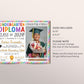 Kindergarten Graduation Diploma With Photo Editable Template, Kindergarten Certificate of Completion Printable, PreK Ceremony Announcement